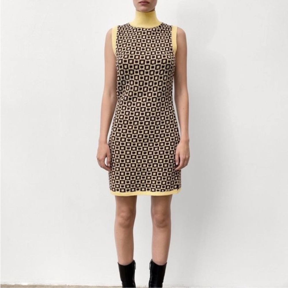 Zara Geometric Wool Blend Mini Dress